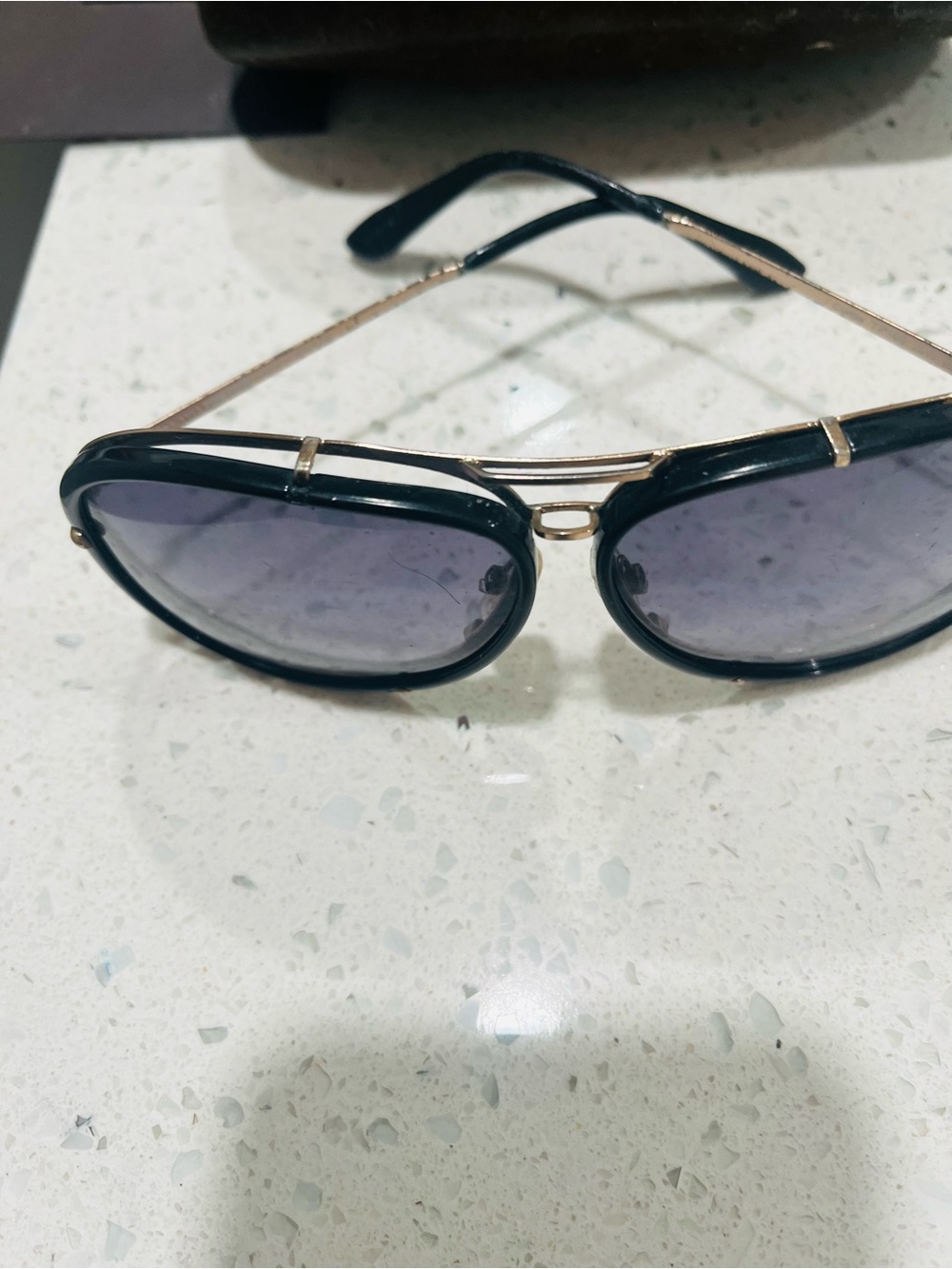 Tom Ford Black and Gold Aviator Sunglasses